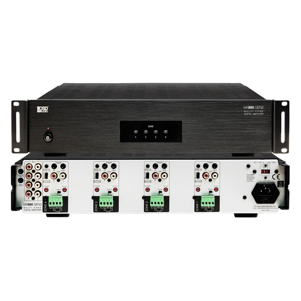 4-Zone 8-Channel Class D Amplifier, 80W/ Channel OSD MX880