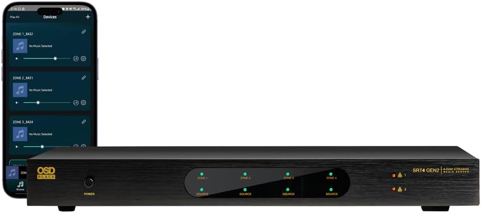 SRT4 Multi Zone Media Streamer WiFi App Controlled, Black Series (OSD SRT4)