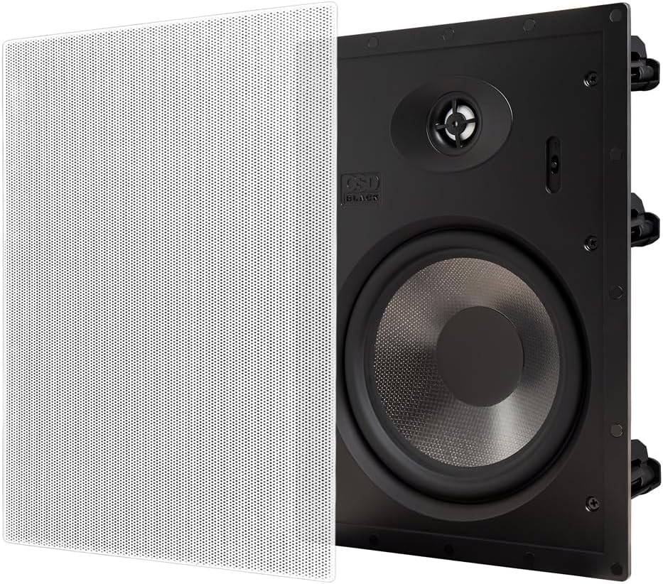 T83 8" In-Wall Speakers 1" Aluminum Dome Tweeter, 12dB Crossover & Contour Switch, Pair Black Series