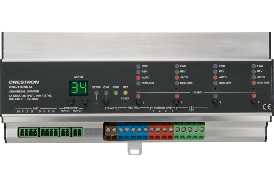 Crestron -DIN-1DIMU4

4 Channel Universal Dimmer, 1 Feed, DIN Rail Mount