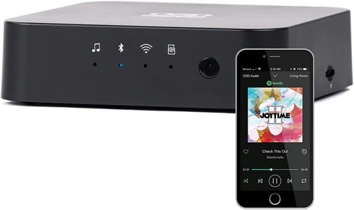 SRT1 WiFi App Controlled Media Streamer, Bluetooth, Optical Input, Ethernet Connection, Black Series