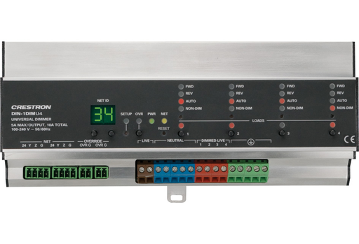 Crestron -DIN-1DIMU4

4 Channel Universal Dimmer, 1 Feed, DIN Rail Mount